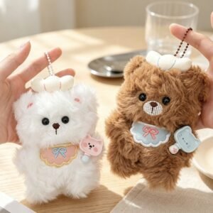 Plush puppy keychain charm